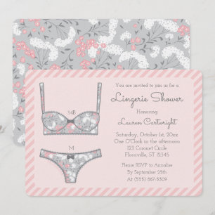 Lingerie rose Douche Gris Floral Invitation