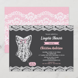 Lingerie rose douche invitation dentelle en tablea