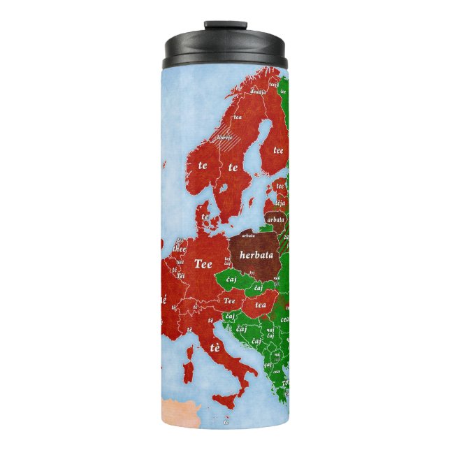 Linguistische Karte Tee-Europas Thermosbecher (Vorderseite)