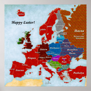 Linguistische Karte von Europa: Ostern-Plakat Poster