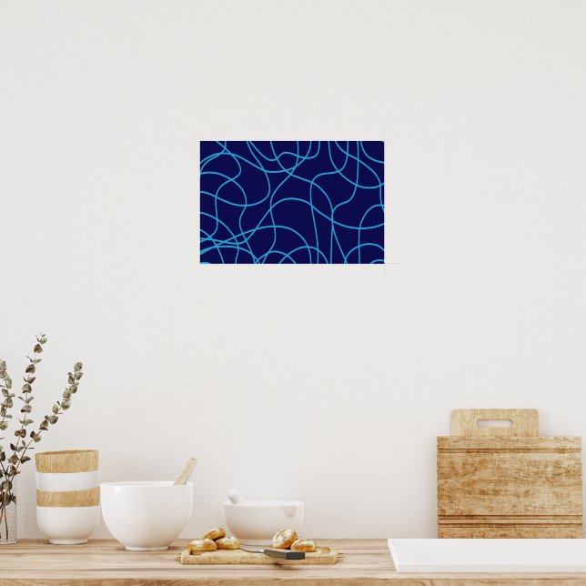 Linie Art in widersprüchlicher Blues Poster (Küche)