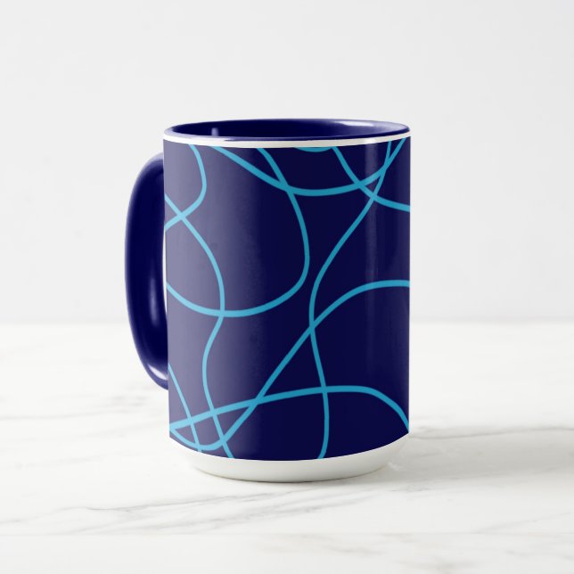 Linie Art in widersprüchlicher Blues Tasse (Vorderseite Links)