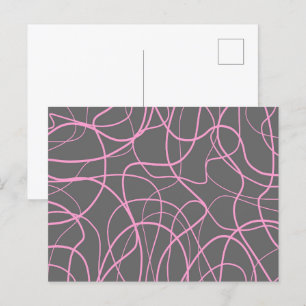 Linie Art: Rosa auf Grau Postkarte