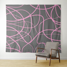 Linie Art: Rosa auf Grau Wandteppich