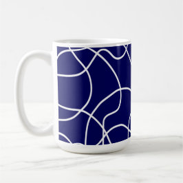 Linie Art: Weiß auf dunkelblau Kaffeetasse