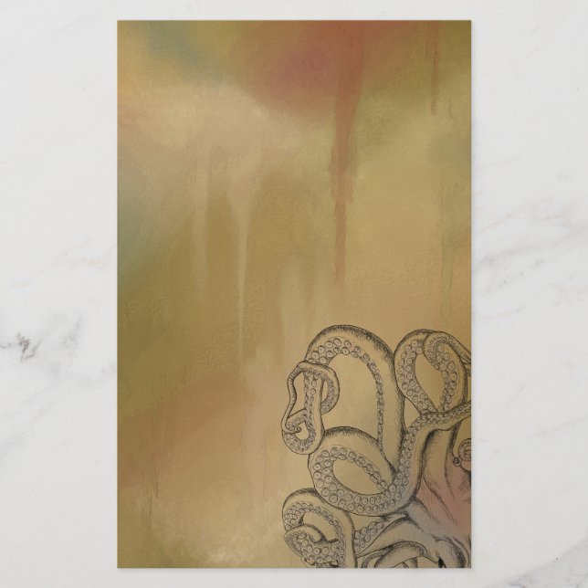 Linie, die Krake in Brown zeichnet Briefpapier (Vorderseite)