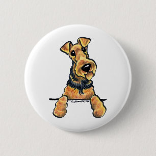 Linie Kunst Airedales Terrier Button