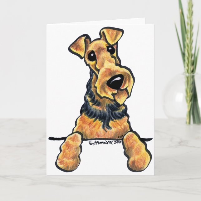 Linie Kunst Airedales Terrier Karte (Vorderseite)