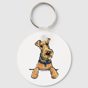 Linie Kunst Airedales Terrier Schlüsselanhänger