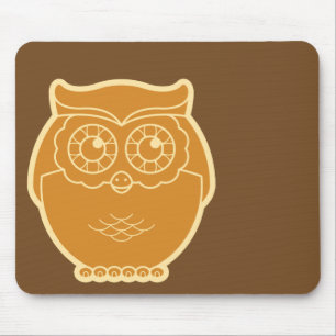 Linie Kunst-Eule Mousepad (brauner Hintergrund)