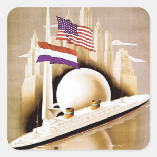 Linie New York Hollands Amerika Quadratischer Aufkleber