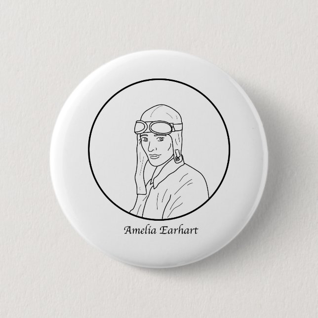 Linie Porträt Amelia Earhart Button (Vorderseite)