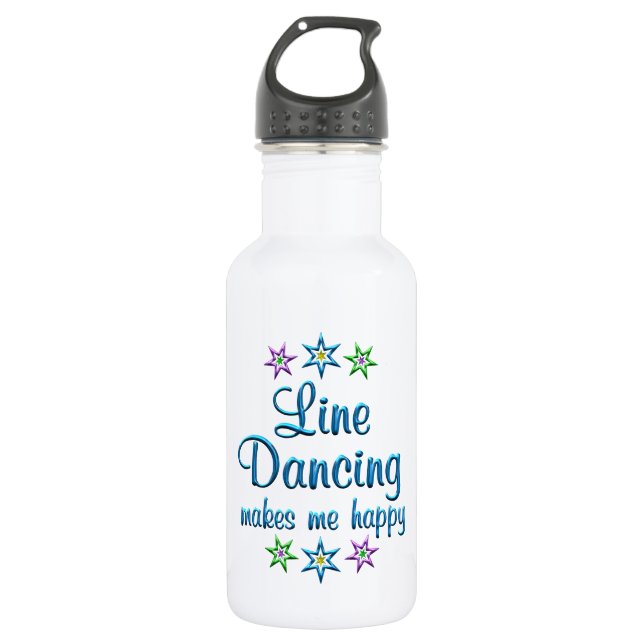 Linie Tanzen glücklich Edelstahlflasche (Vorderseite)