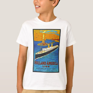 Linie Vintages Reise-Plakat Hollands Amerika T-Shirt