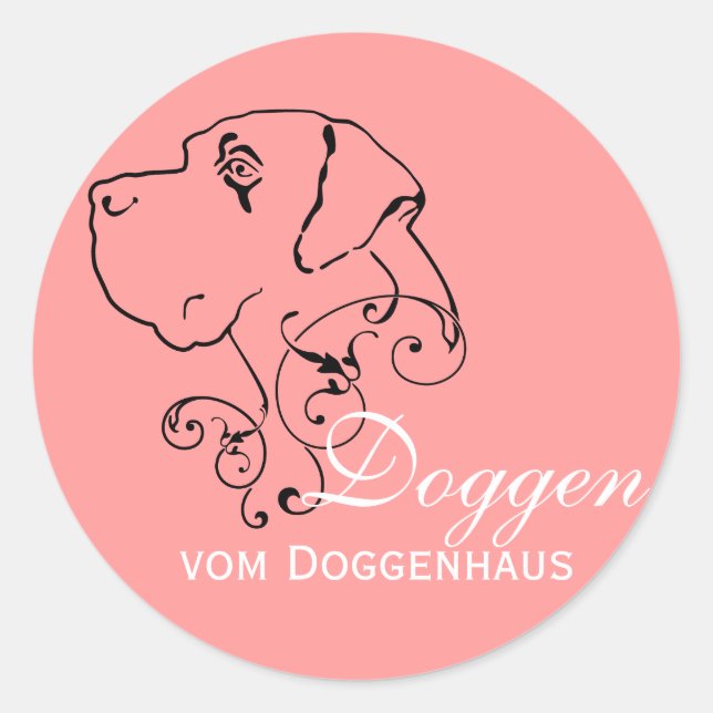 Linie Zeichnend großer Dane Head Runder Aufkleber (Vorderseite)