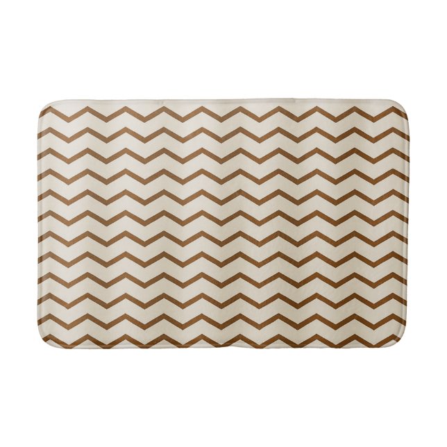 Linien Beige und Earthy Zigzag Badematte (Vorderseite)