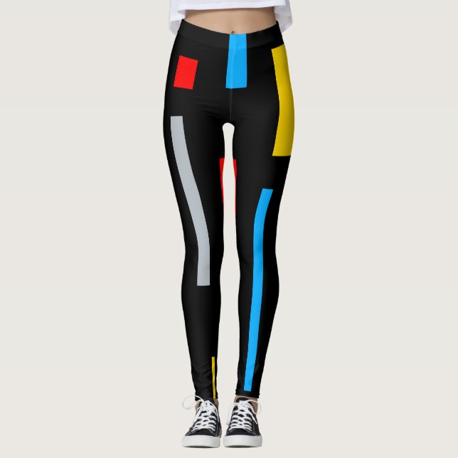 Linien der geometrischen Primärfarben Mondrian Leggings (Vorderseite)