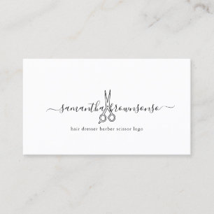 Linien-Friseur-Barbier-Schere-Logo Visitenkarte