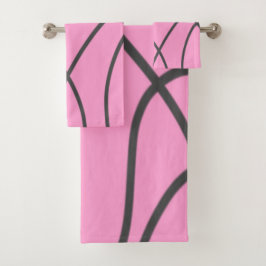 Linien: grau auf weich rosa badhandtuch set