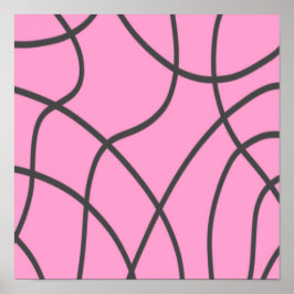 Linien: grau auf weich rosa poster