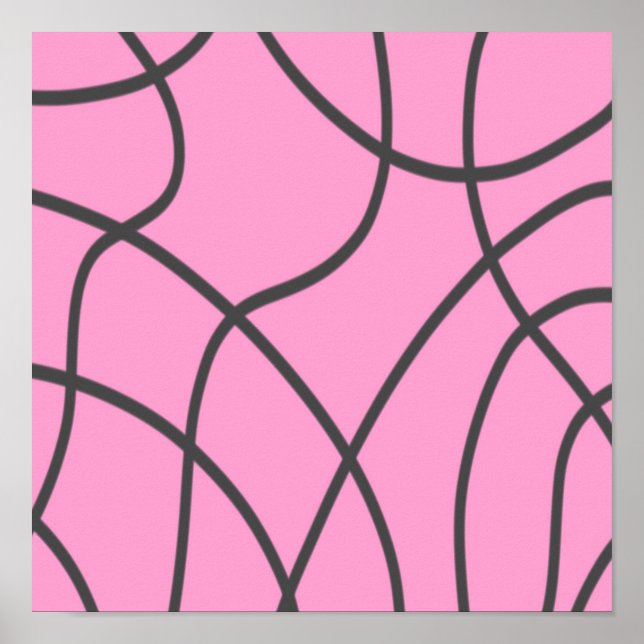 Linien: grau auf weich rosa poster (Vorne)