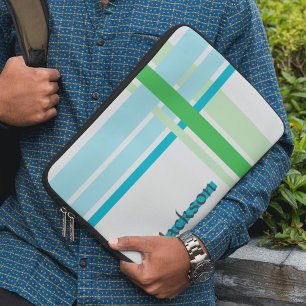 Linien in blau und Linien in grün Laptopschutzhülle