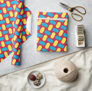 Linien Rosa blaues Minimales Muster Geschenkpapier