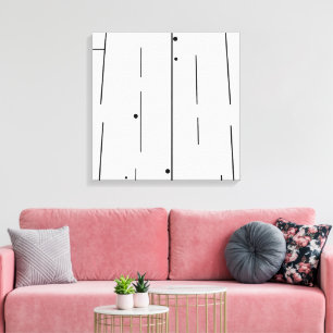 Linien und Punkte - Monochrome Minimalistisch Leinwanddruck