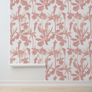 Liniengarten und tropische Blume. Tapete