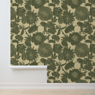 Liniengarten und tropische Blume. Tapete