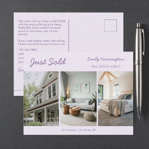 Liniengrafik gerade verkauft Mauve Immobilienmakle Postkarte