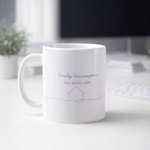 Liniengrafik Lila Immobilienmakler Kaffeetasse
