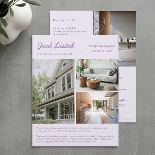 Liniengrafik-Liste Lila Immobilienmakler Flyer