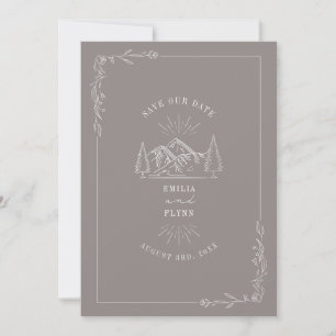 Linienkunst Berge Amethyst Hochzeit Save The Date