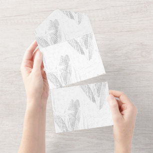 Linienkunst, Muschel, Harfe All In One Einladung