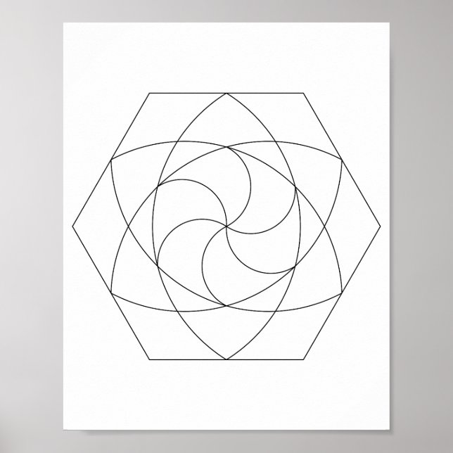 Linienkunst-Sechseckgitter Poster (Vorne)