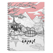 Linienmalerei des japanischen Tempelsees