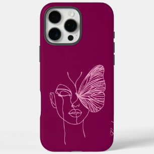 Linienschmetterling, Magenta iPhone 16 Pro Max Hülle