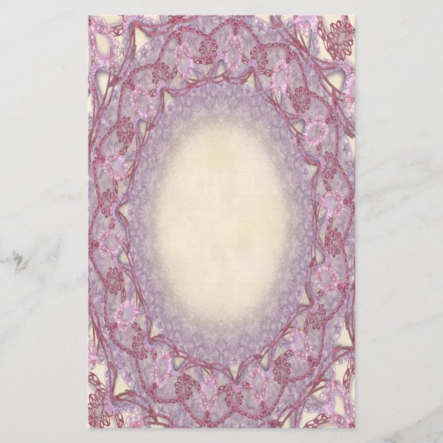 Linierte Pink Rose Lace p2 Stationery Pages Briefpapier (Vorderseite)