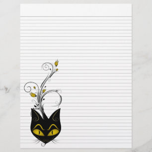 Liniertes Binderpapier 8,5"x11" schwarze Katze Vol Flyer