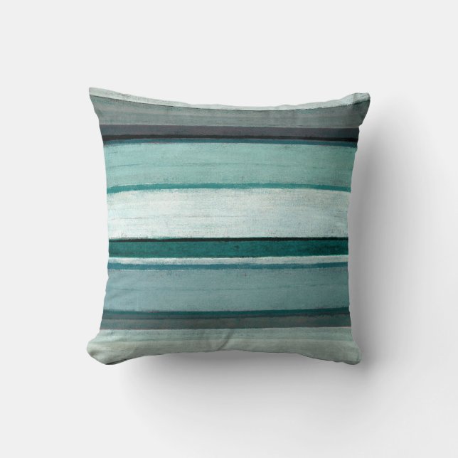 "Link" Aquamarine und graue Abstrakte Kunst Kissen (Vorderseite)