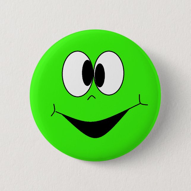 Linke Green Albern Googlie Eyes Face Button (Vorderseite)