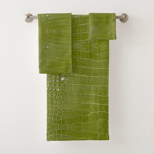 Linke grüne Alligator Textur Badhandtuch Set (Insitu)