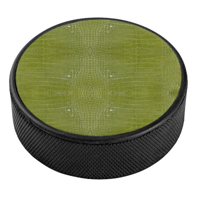 Linke grüne Alligator Textur Eishockey Puck (3/4)