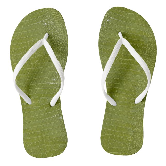 Linke grüne Alligator Textur Flip Flops (Fußbett)