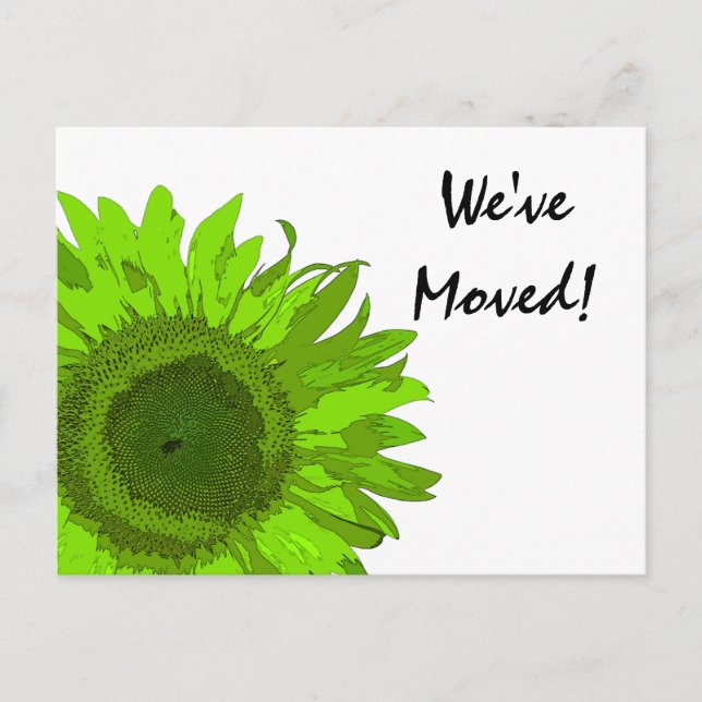 Linke grüne Sonnenblumen Änderung der Adresse Ankündigungspostkarte (Vorderseite)