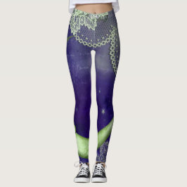 Linke Grünviertel Moon & Lace auf Lila Leggings