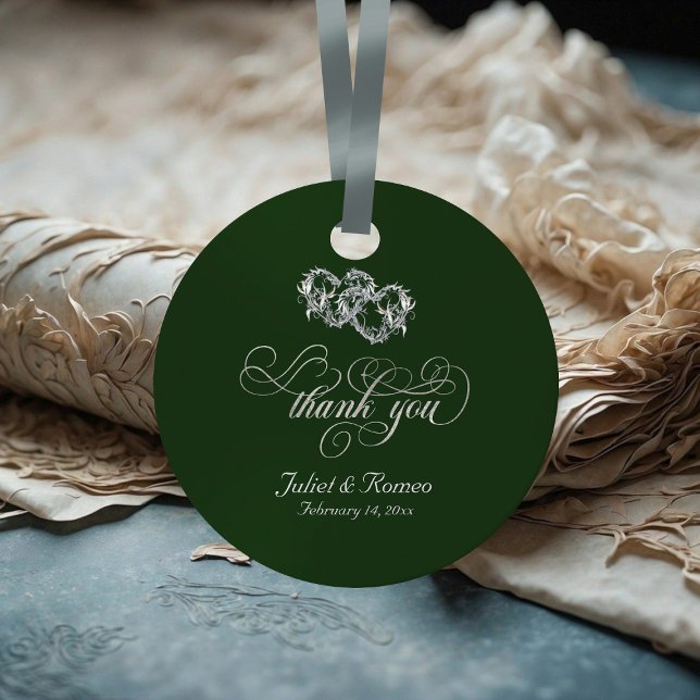 Linked Hearts Calligraphy - Emerald/Silver 2 Geschenkanhänger (Von Creator hochgeladen)