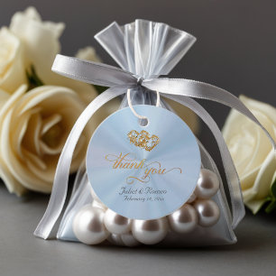 Linked Hearts Kalligrafie - Pastellblau/Gold Geschenkanhänger