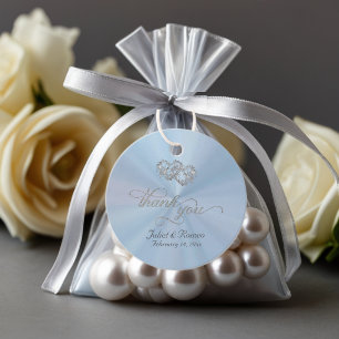 Linked Hearts Kalligrafie - Pastellblau /Silber Geschenkanhänger